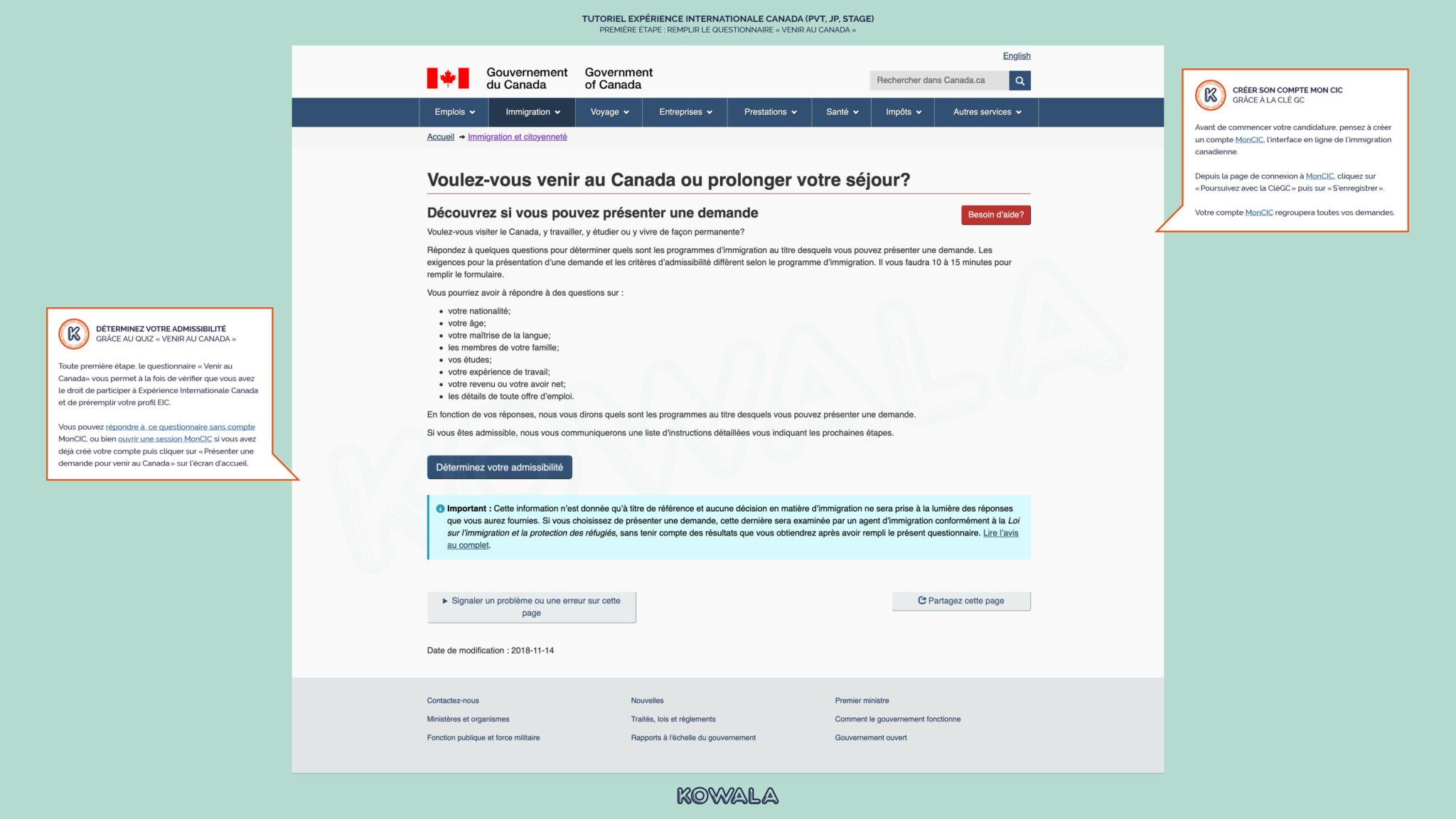 Demande PVT Canada 2025 tutoriel EIC (PVT, JP, Stage)