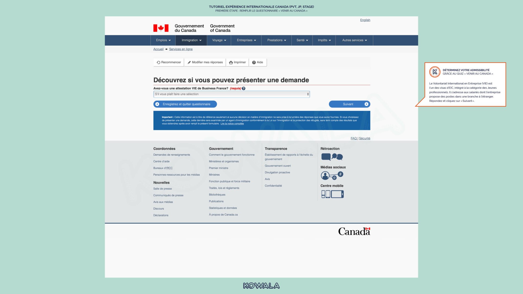 Demande PVT Canada 2025 tutoriel EIC (PVT, JP, Stage)