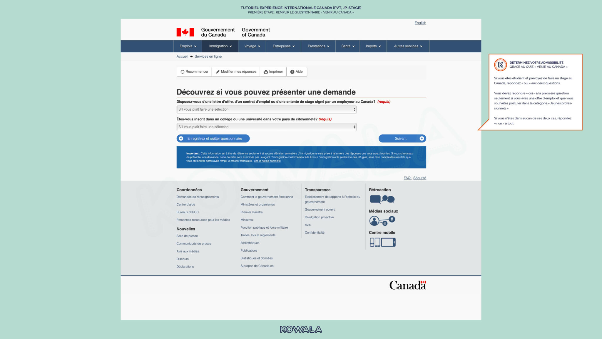 Demande PVT Canada 2025 tutoriel EIC (PVT, JP, Stage)