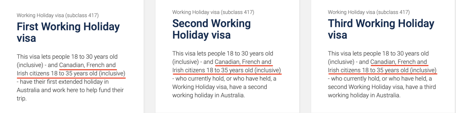 Visa travail australie plus de 30 ans
