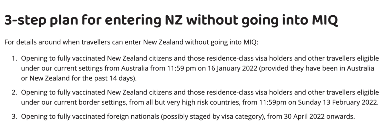 Annonce réouverture des frontières de Nouvelle-Zélande au 30 avril 2022